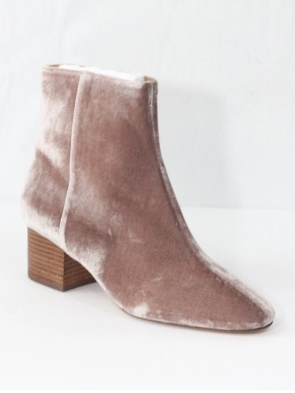 NWT Talbots Harlow Blush Pink Velvet Block Heel Ankle Boots Booties Size 7